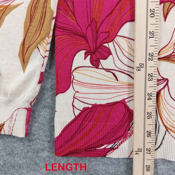 Chicos Floral Cardigan Size 0 Small Multicolor Lightweight Swearter Office Cozy - Picture 5 of 10